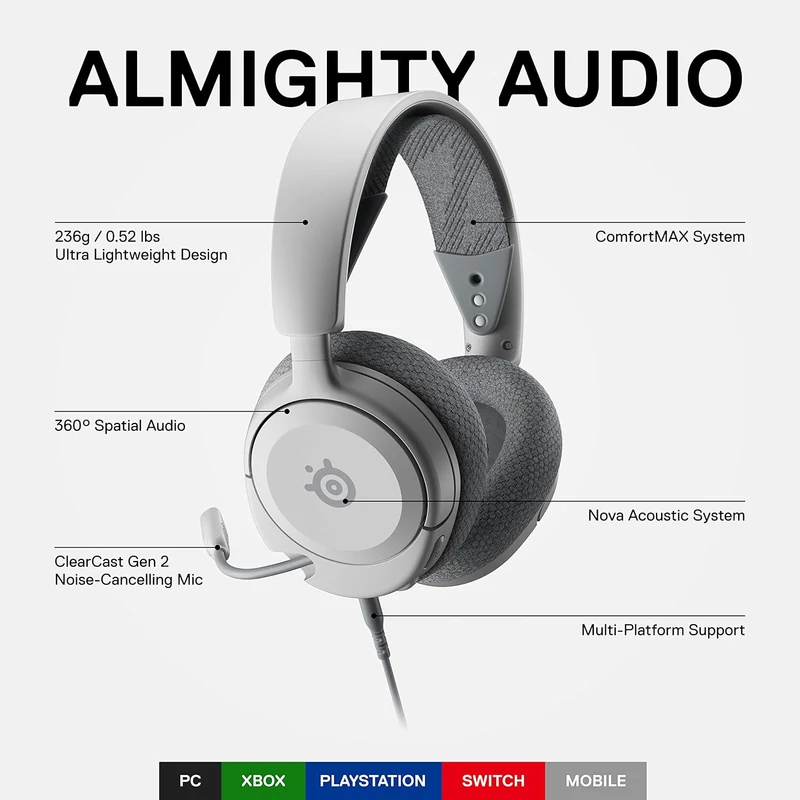 Steelseries Arctis Nova 1 Wired Gaming Headset - Fehér (61607)